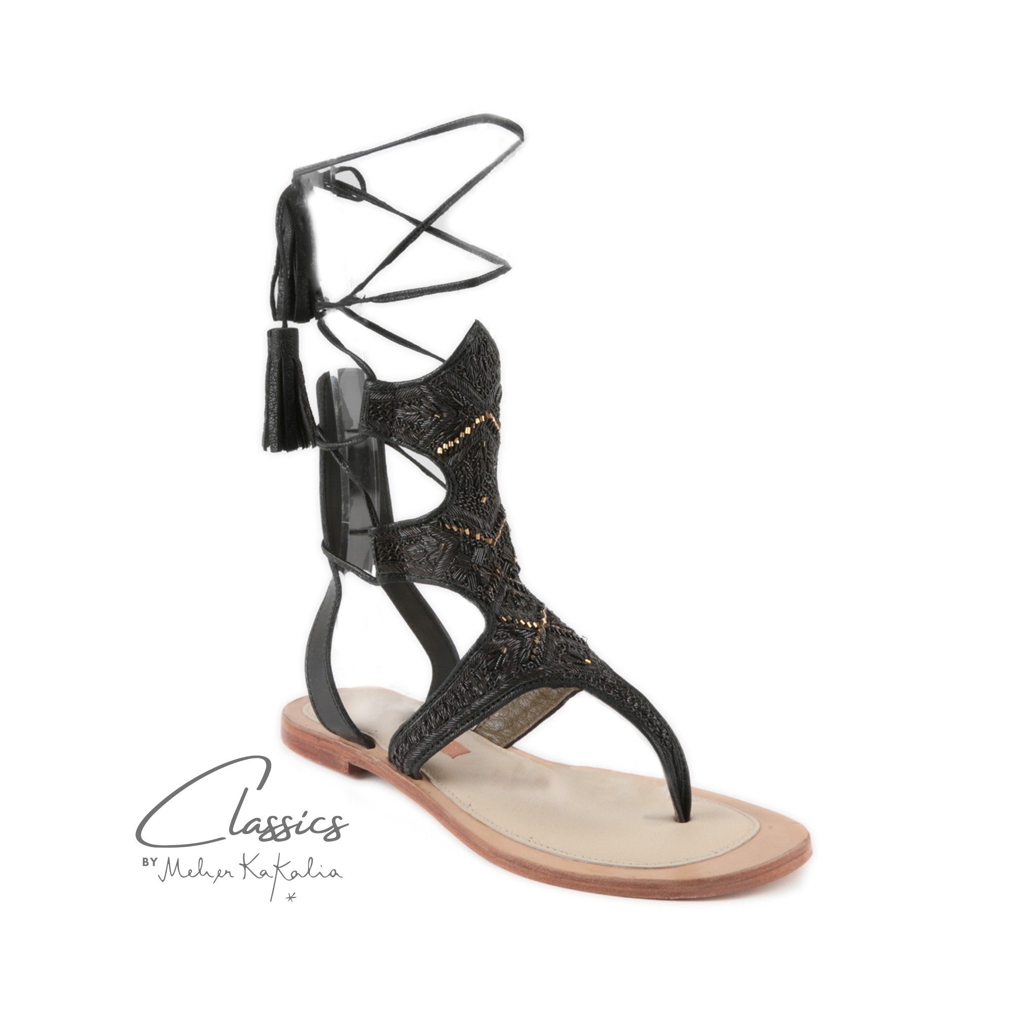 Handmade Clio toe sandals with dapka embroidery, eco-friendly and perfect for resort evening wear.
