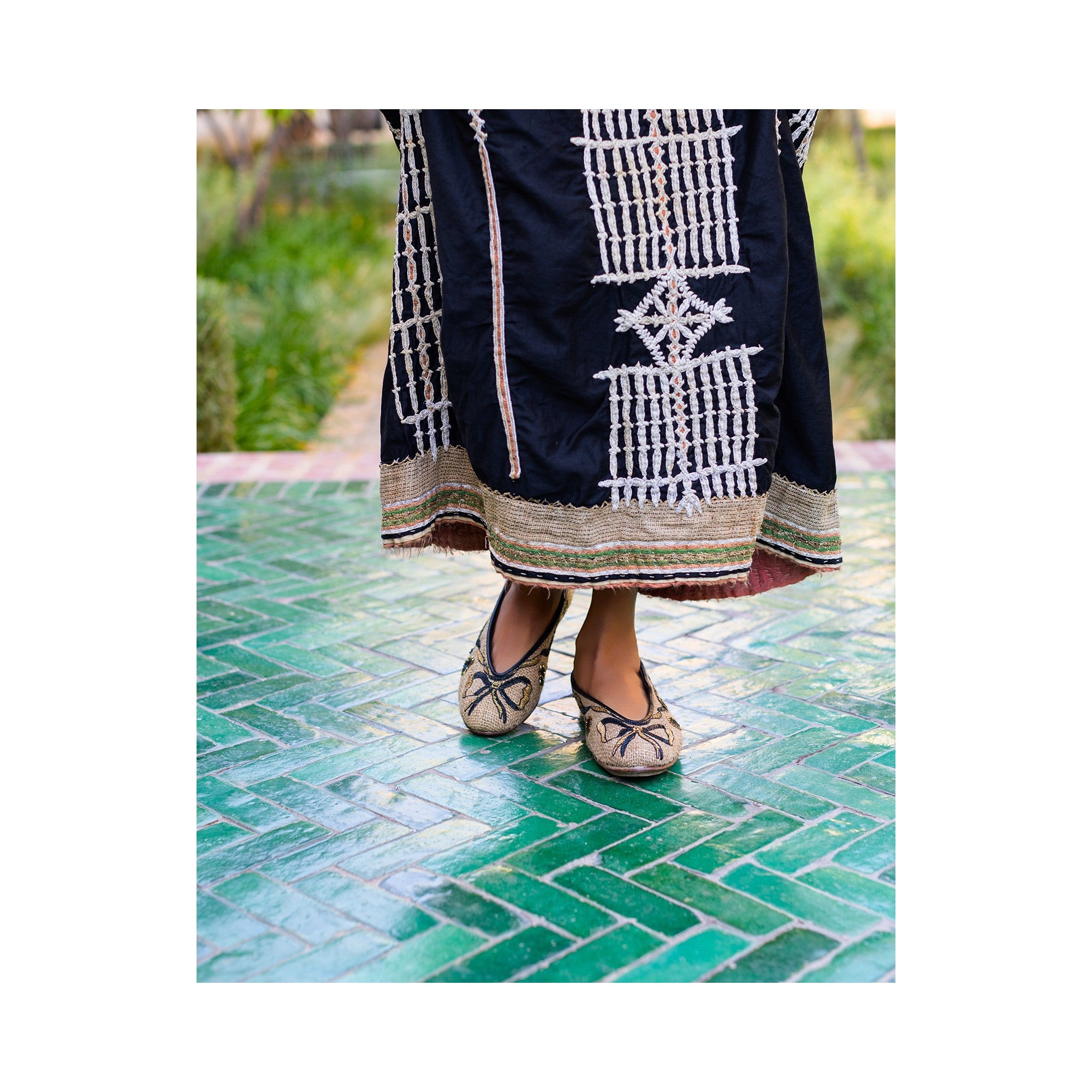 Darcey Ballet flats by Meher Kakalia, featuring intricate dapka embroidery on eco-friendly jute. Perfect for elegant events.