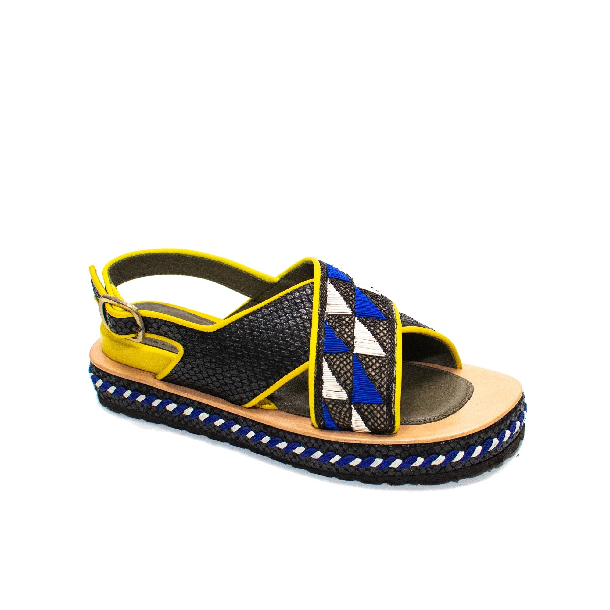 QUEEN GEO BLOCK HEELED SANDAL