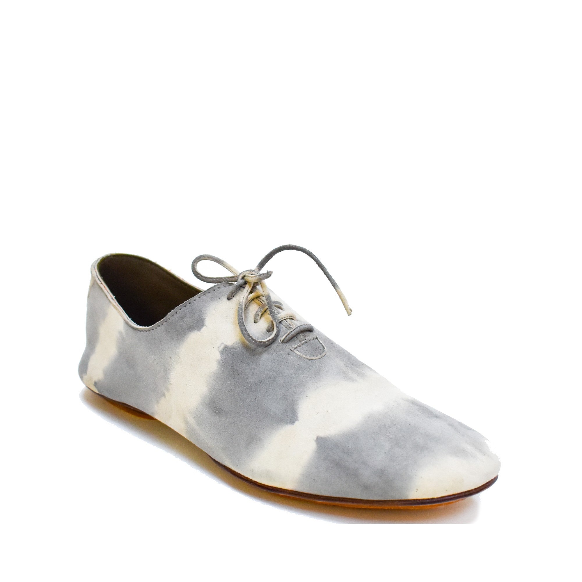 Men’s Flaubert oxford in grey tie-dye leather, angled view