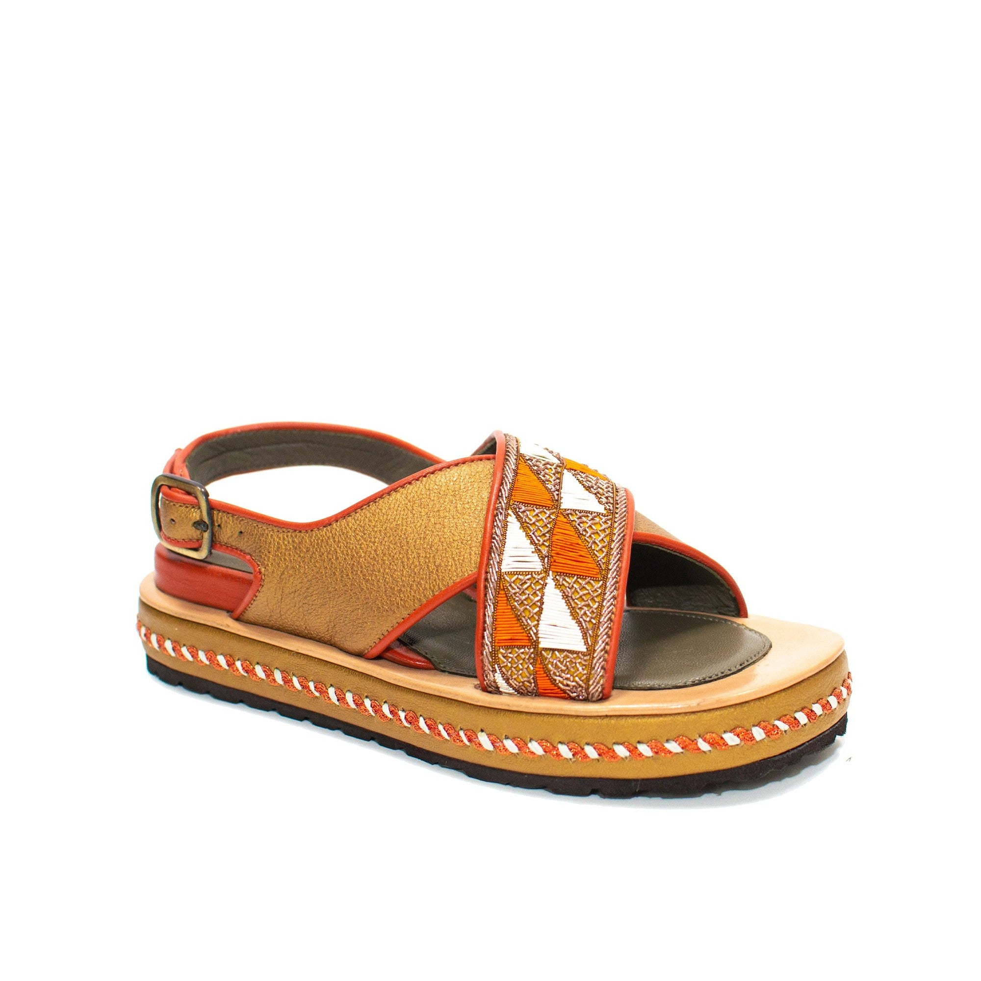 QUEEN GEO BLOCK HEELED SANDAL